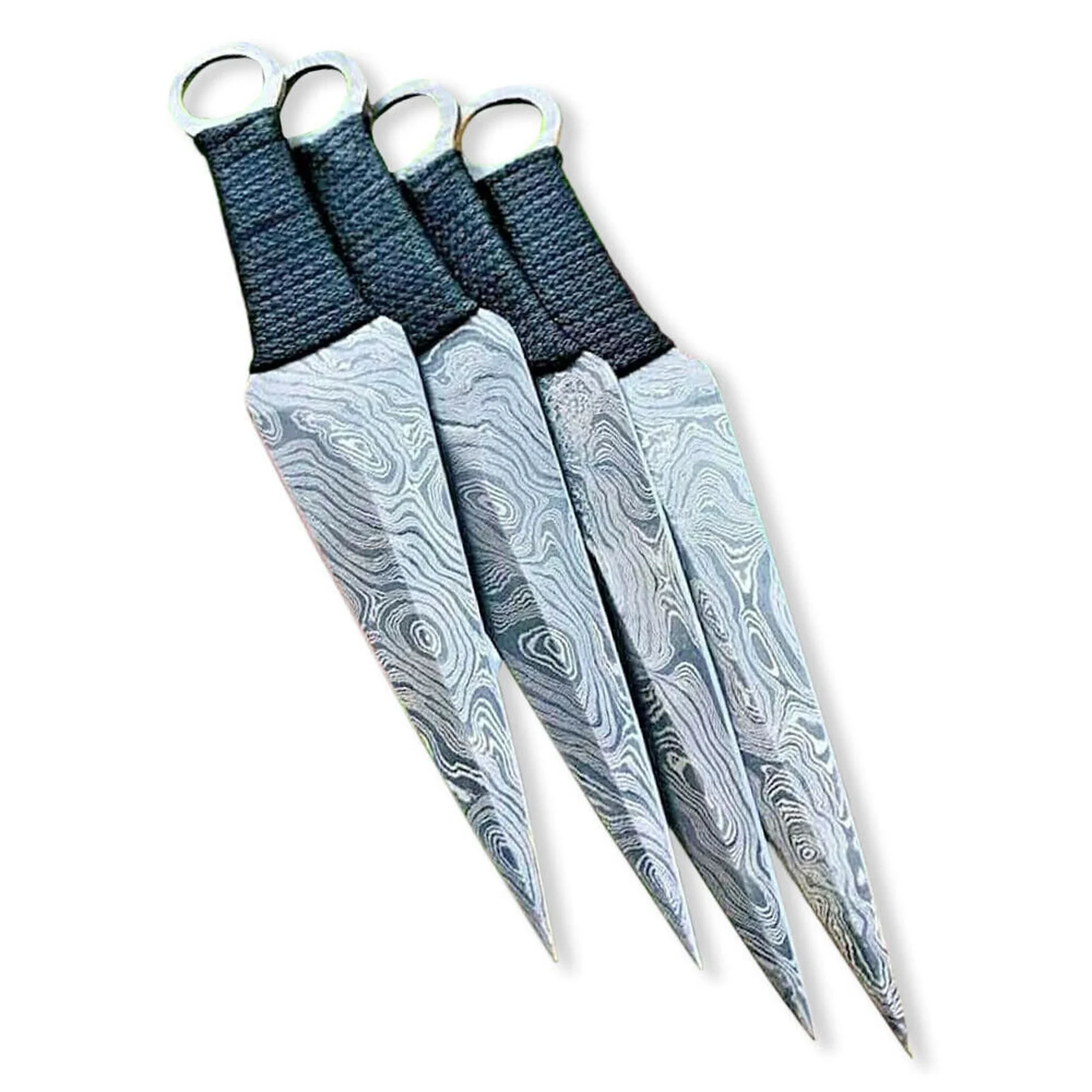 Handmade Damascus Steel Wrapped Throwing Knife Set