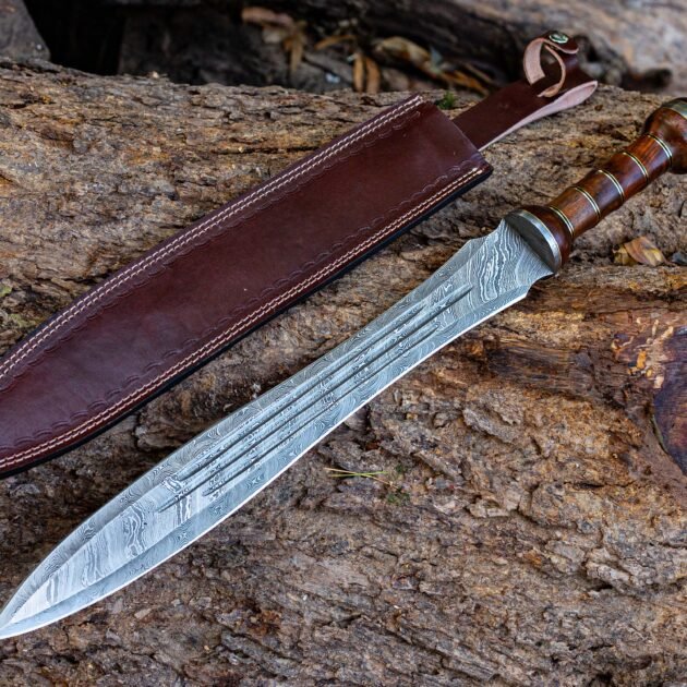 Handmade Roman Gladius Damascus Gladiator sword with Leather Sheath Maximus Sword