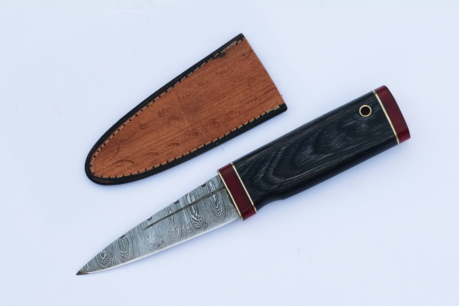 Custom Handmade Damascus Steel Celtic Sgian Dubh Dirk: Wooden Handle Scottish | Camping & Hunting Knife