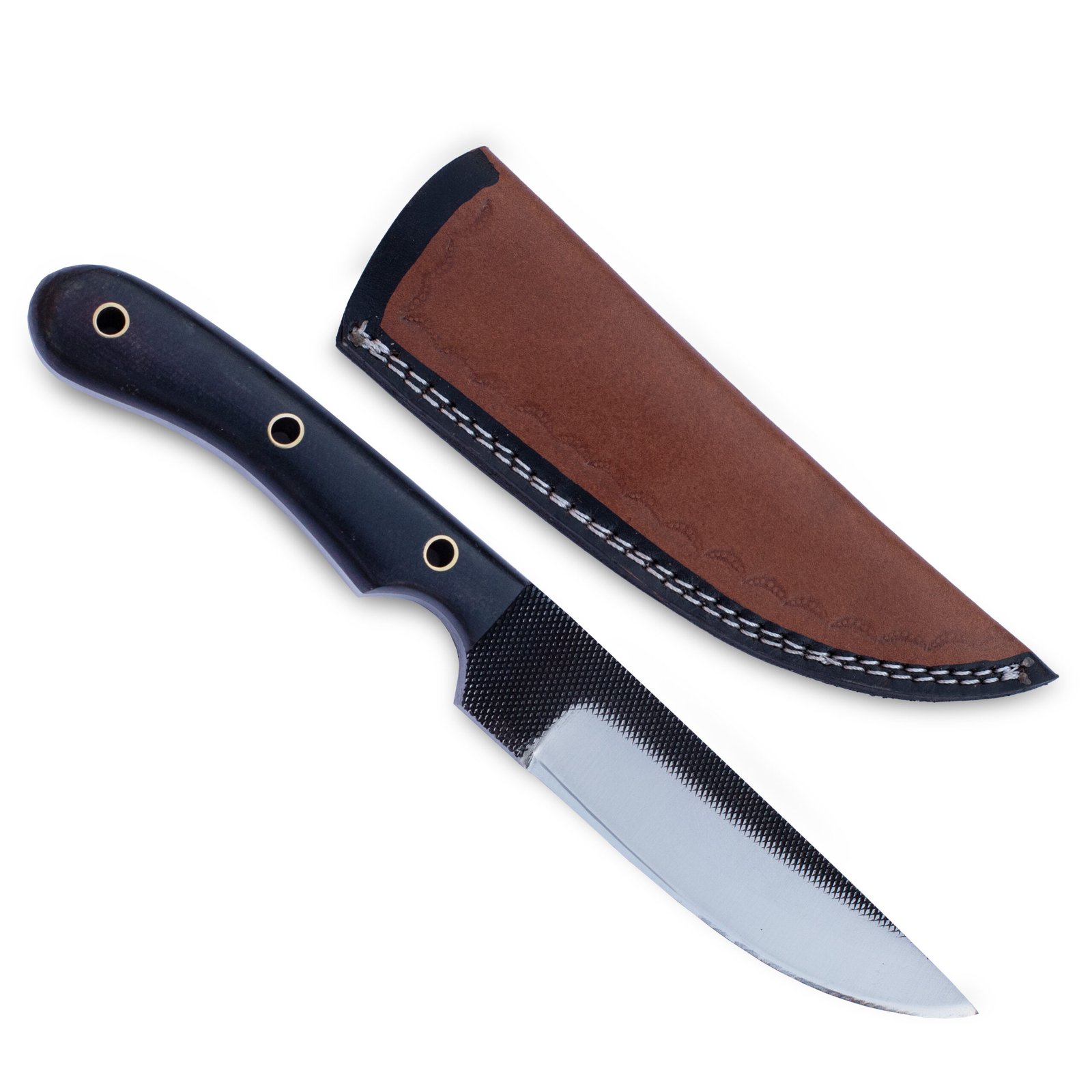 Handmade RASP Steel Fixed Blade Knife: Micarta Handle, Leather Sheath