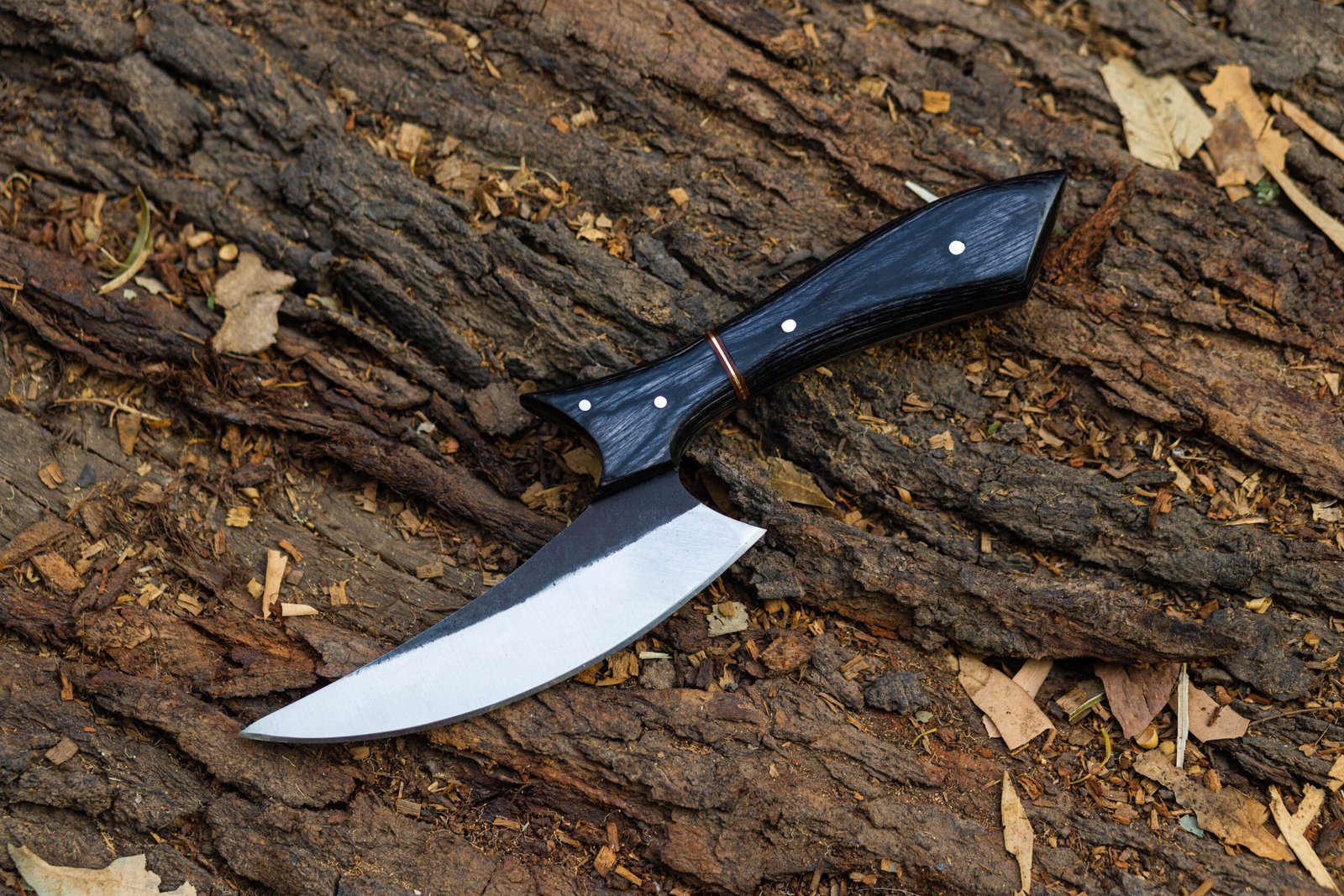Handmade Carbon Steel Karambit Knife: Pakka Wood Handle, Leather Sheath